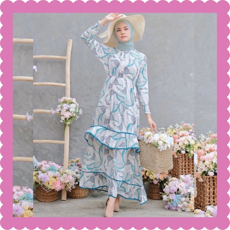 Ounadoutfit Shakira dress turtleneck rample kekinian free masker / baju muslim wanita / homedress kekinian