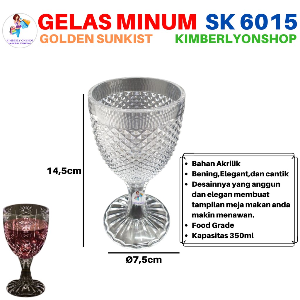 Kimberlyonshop Gelas Minum Sloki Gelas Bening SK6015 GoldenSunkist