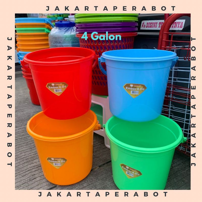 GoldenHen - Ember Plastik 2.5-4-6 Galon / Ember Air Plastik Dengan Tutup / Ember Plastik Tebal / Ember Plastik Murah / Ember Air Gagang Plastik / Ember Plastik Warna