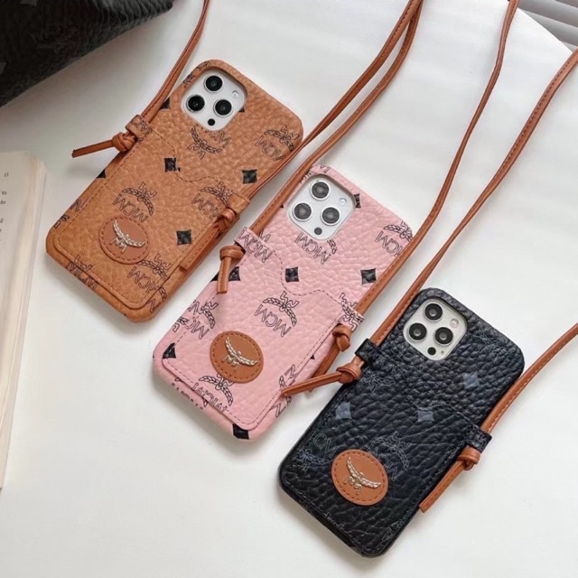 MCM lanyard leather sling card case Iphone 7 8 plus X Xs Xr XsMAX 11 11Pro 11 12Pro 12ProMax pro Max