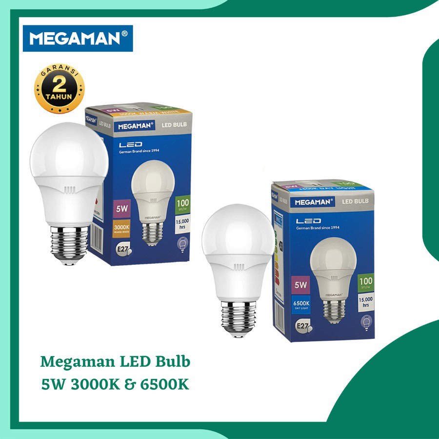 Lampu LED MEGAMAN LED A-BULB 5 Watt 5W Daylight Lampu Bohlam Putih - Kuning