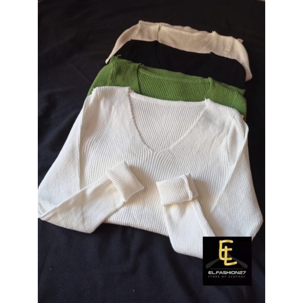 BAJU RAJUT WANITA IMPORT ( V neck ) atasan wanita kaos lengan panjang