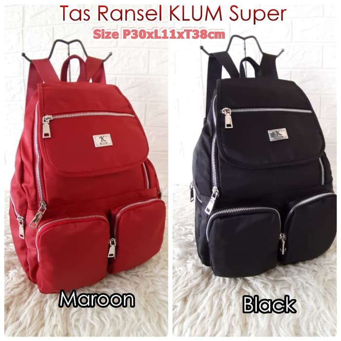 KL301 Tas Ransel Wanita Import Backpack KLUM Super Quality - Merah