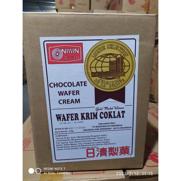 

NISSIN WAFER CHOCOLATE 1 KARTON ISI 4 KILOGRAM