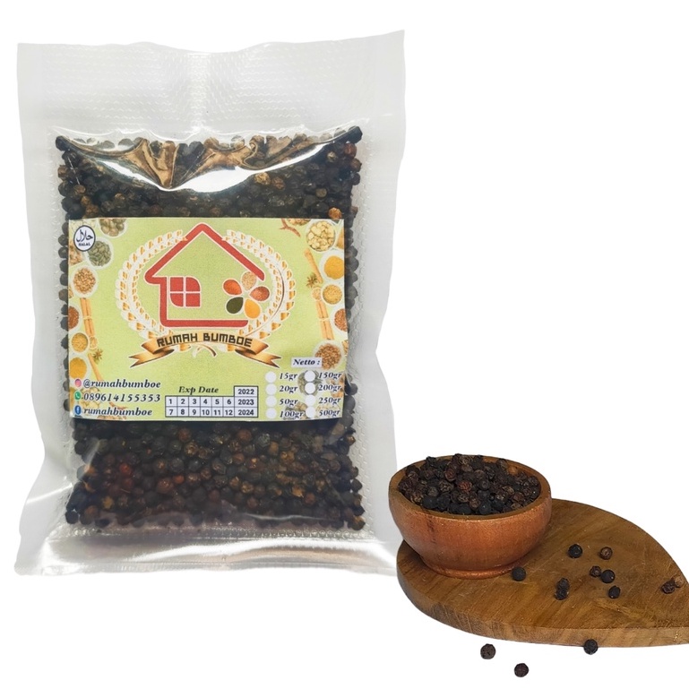 

(100 gr) BIJI LADA HITAM ATAU BUBUK LADA HITAM Premium Whole Blackpepper Rempah Tradisional