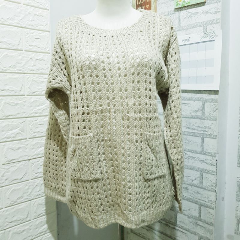 Sweater Rajut Longslevee Wool Knit
