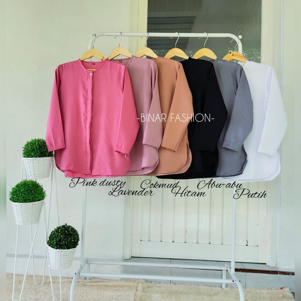 TM 06- COD Kemeja wanita hem atasan remaja cewek L ld 100cm panjang muslim remaja kancing murah