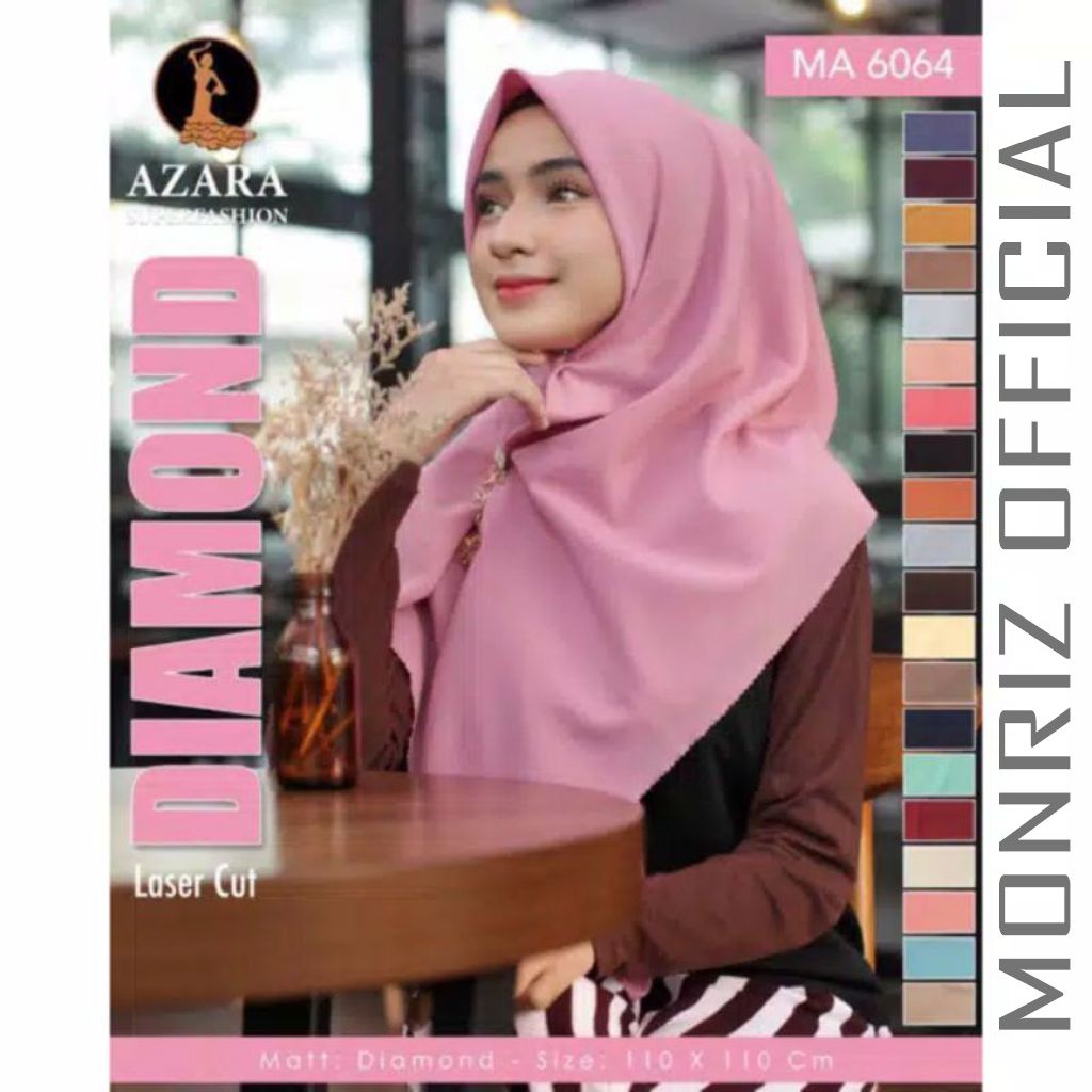 MONRIZ - SEGIEMPAT DIAMOND AZARA ORIGINAL - JILBAB HIJAB DIAMON LASER CUT AZARA - AZARA DIAMOND CREP