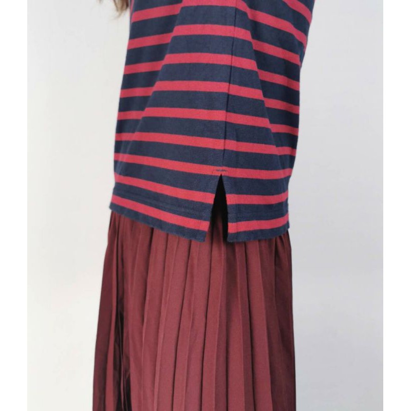 Uniqlo contrast striped capsleeve knit to