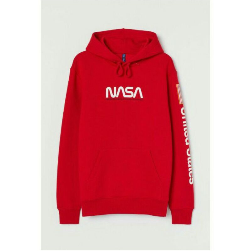

H&M hoodie red Nasa Free paper bag