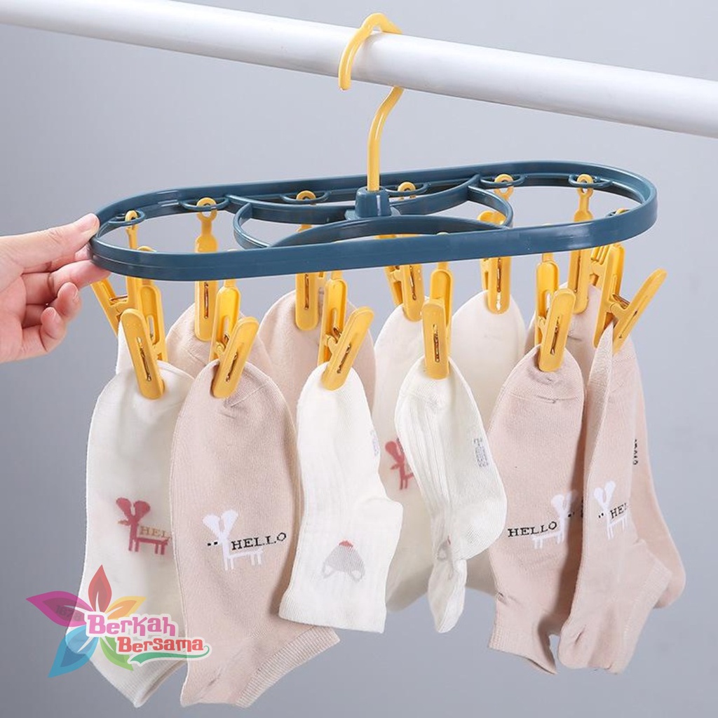 RT52 gantungan hanger hook jepit jepitan jemuran jemur baju kaos kaki jepit 12 klip BB6115