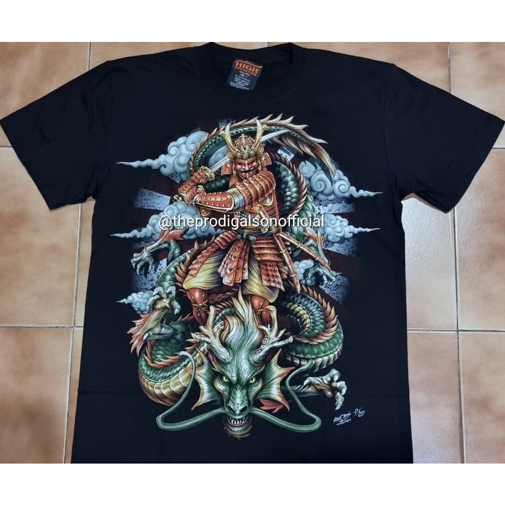 Kaos Rock Chang Import Size XXL Samurai Naga HD Glow in The Dark