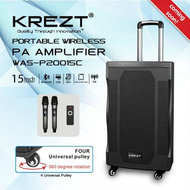 PORTABLE WIRELLES PA AMPLIFIER KREZT 15 INCH WAS-20015 ORIGINAL