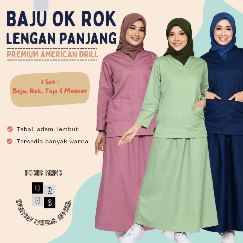 Baju OK ROK DRILL / Baju Jaga / Scrub Medis ROK [READY STOCK] DOCHS MEDIC