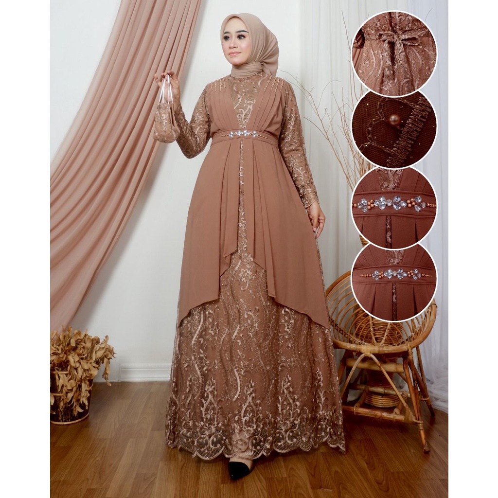 Gamis ATHALIA Dress Payet Slendang Premium || [COD] Bayar di Tempat || Gamis Wisuda Remaja Terbaru || Terlaris Gamis Pesta Tille Tuton Premium || Gamis Seragam Pesta Modern 2022