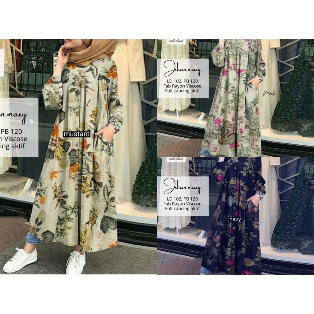 TROPICAL FLOWERS DRESS - 7/8 GAMIS - MIDI DRES MOTIF