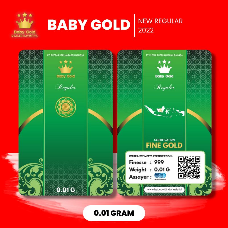 Emas Mini 24 Karat 0.01 gram Babygold Resmi minigold asli semua COD Bandung