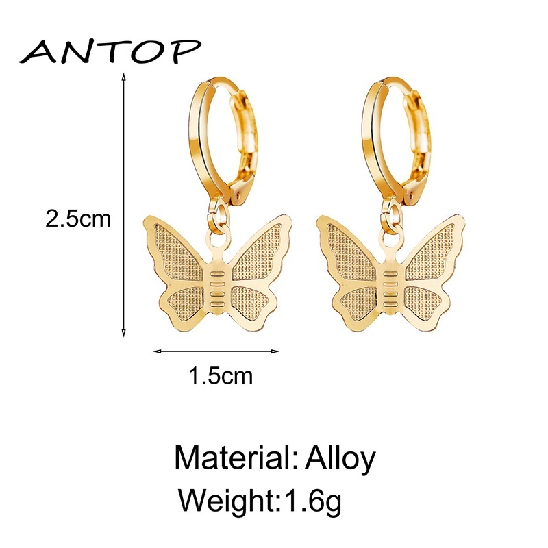 Fashion Anting Kupu-Kupu Logam Antik Untuk Wanita Sederhana Liontin Anting-Anting Emas Aksesoris Wanita ANTOP