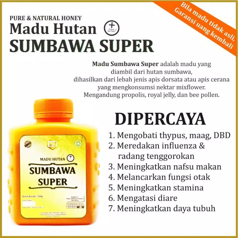 

MADU ASLI Sumbawa Super / Lebah Apis Dorsata GARANSI 100% MADU MURNI sudah teruji LAB Wild Bee
