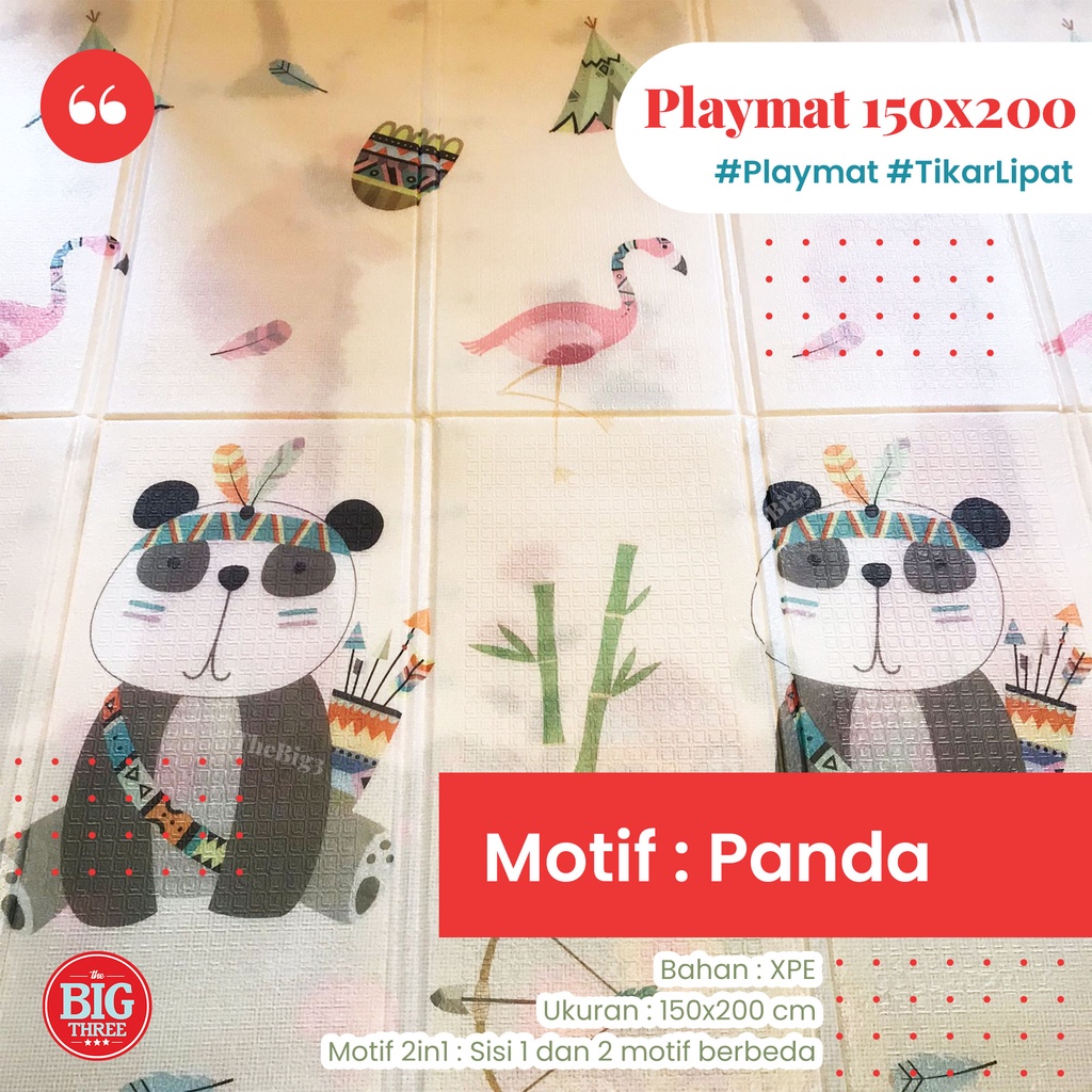 Playmat Anak 150x200 Bayi Lipat Tebal 1cm Double Pad - Tikar lipat motif 2in1 TBT