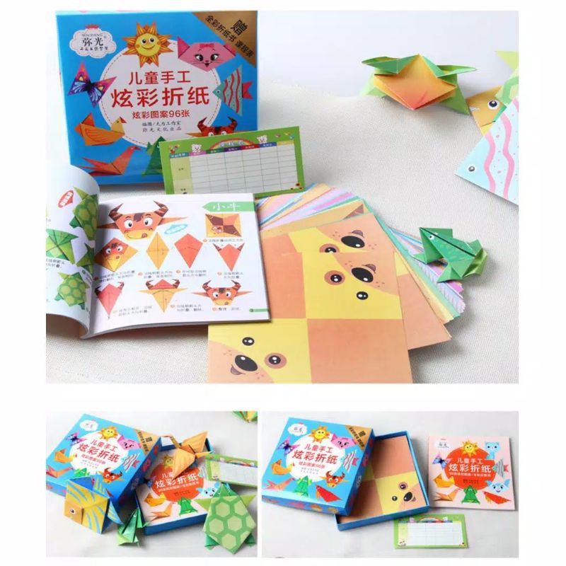 Origami 96 lembar / 3D Kertas Seni Melipat Warna 3 dimensi Mainan Edukasi Anak