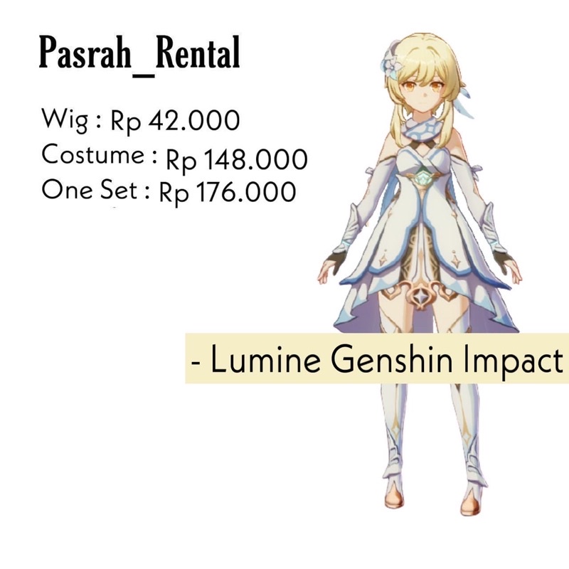 SEWA RENTAL KOSTUM / COSPLAY LUMINE GENSHIN IMPACT