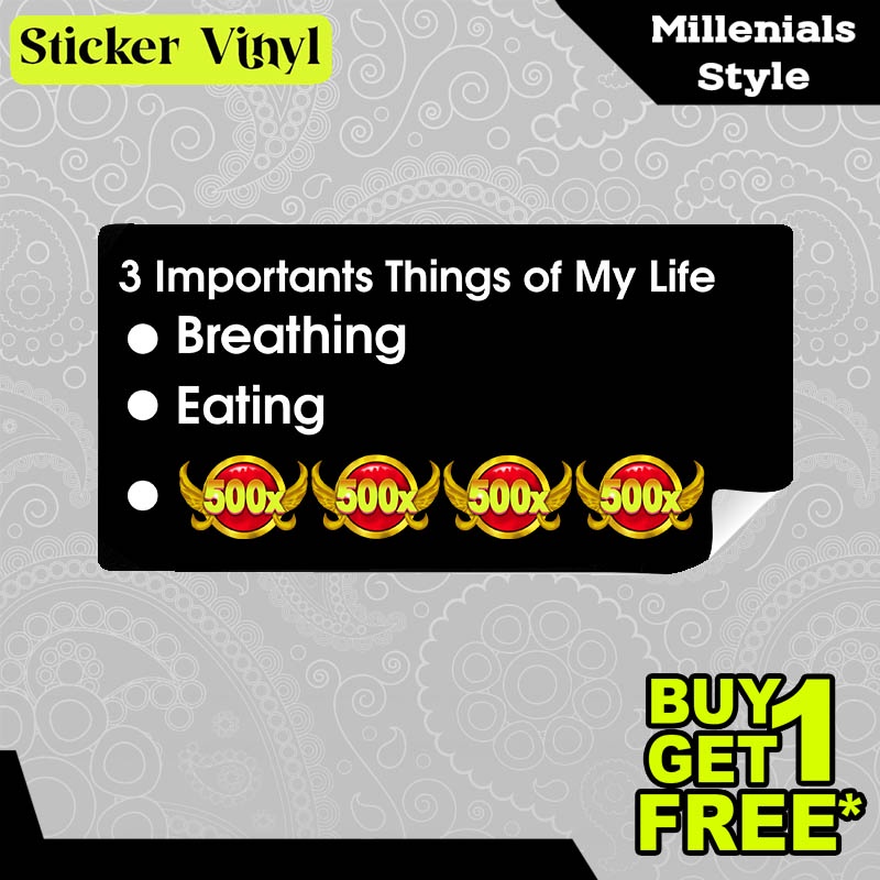 

Stiker Sticker 3 Importants Things in My Life Pragmatic Play Kalimat Motivasi Game Slot Aesthetic Bahan Vinyl Satuan Anti Air