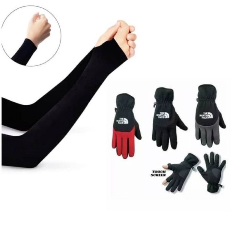 Paket sarung tangan tnf & manset outdoor