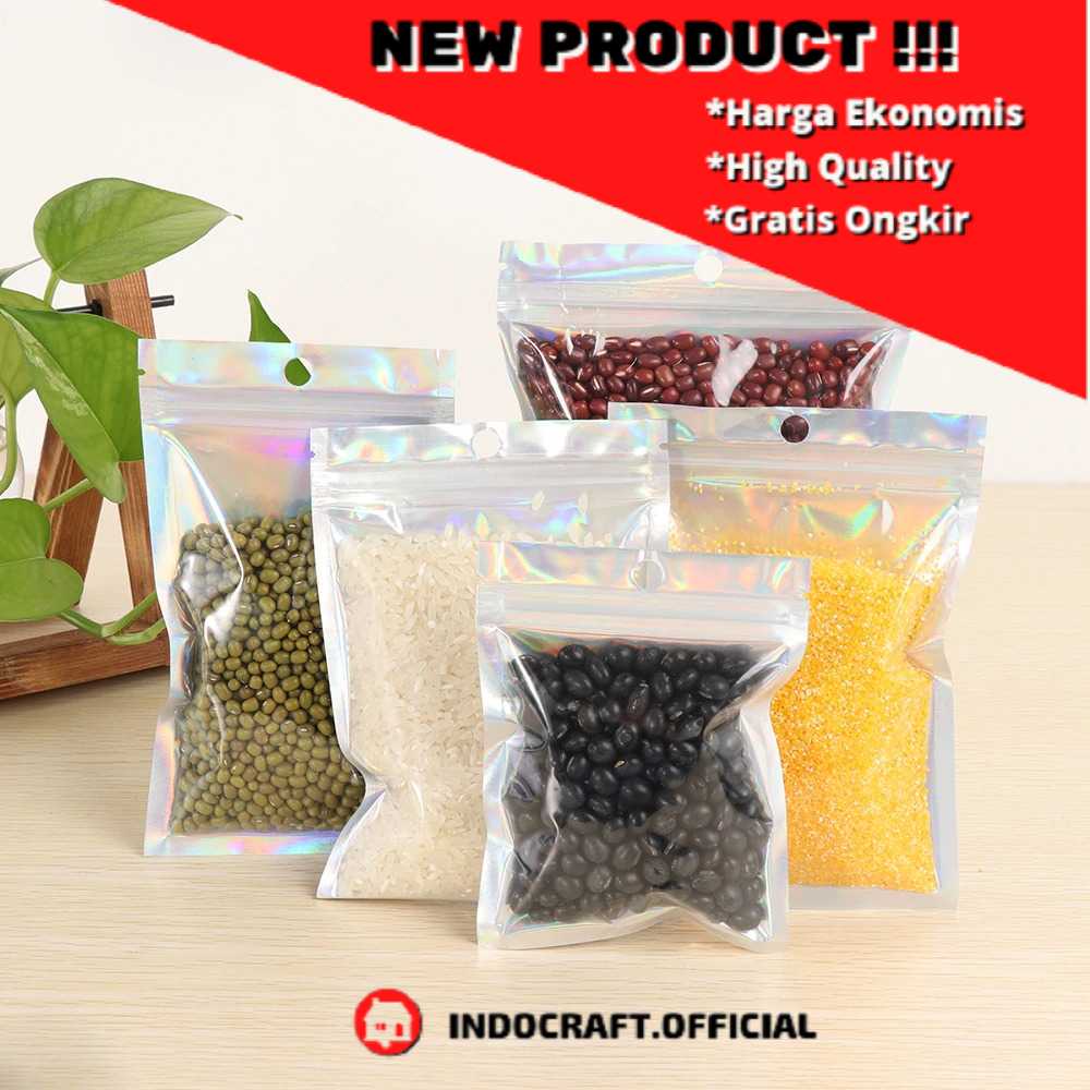 [DIJAMIN TERMURAH ] Kantong Plastik Ziplock Holographic Makanan Serbaguna 100 PCS