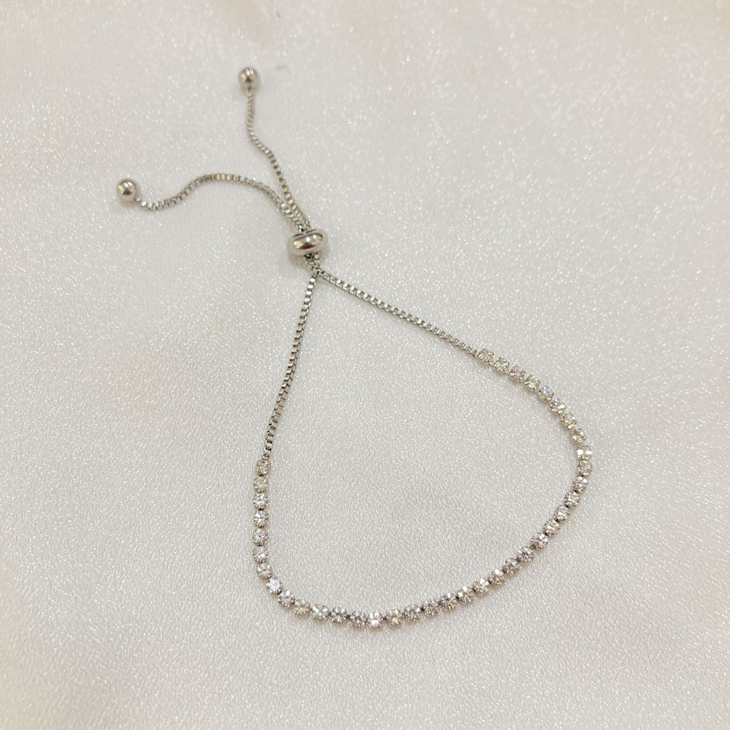 Gelang Serut Titanium Full Permata Simple Anti Karat Anti Alergi