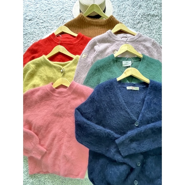 Sweater Fuzzy Cardigan Fuzzy Thrift Cardigan Thrift Sweater Thrift Bulu Anggora Cardigan Knit Sweate