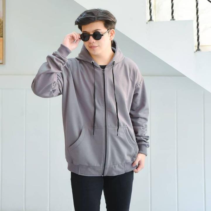 ✸ Jaket Polos Sweater Hoodie Zipper Wanita Pria BIG SIZE XXL LD 130 PJ 70 Hot Item Trend ✧