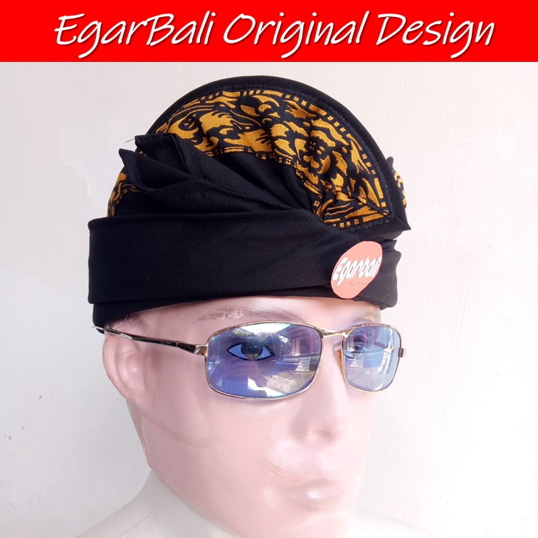 EgarBali udeng hitam tepi karang emas