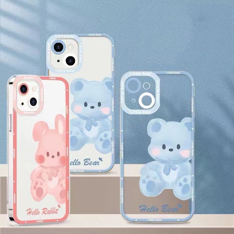 Soft Case Silikon TPU Transparan Motif Beruang Untuk Iphone 13 Pro Max / 12 / 11 / XS / XR / X / 8 / 7 / 6 Plus Mini SE 2020