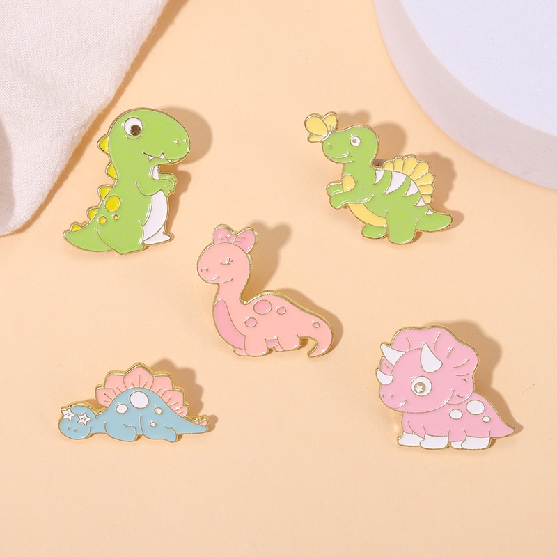 Bros Pin Enamel Bentuk Kartun Dinosaurus Kecil Lucu Untuk Anak