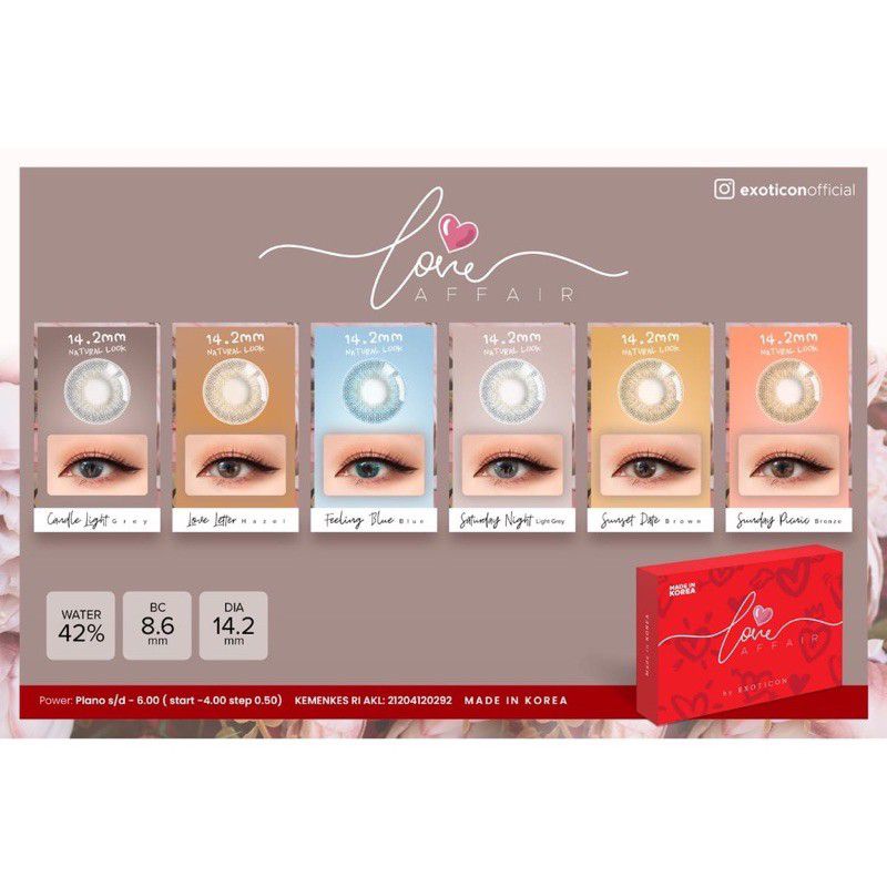 SOFTLENS LOVE AFFAIR BY X2 FREE LENSCASE / SOFLENS / SOFTLEN / EDP