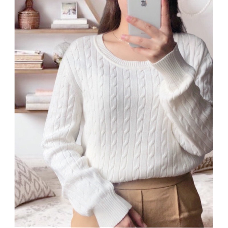 Sweater Cable Murah Baju Hangat Tebal Baju Hangat Wanita Sweater Pelang Sweater Korea Sweater Rajut