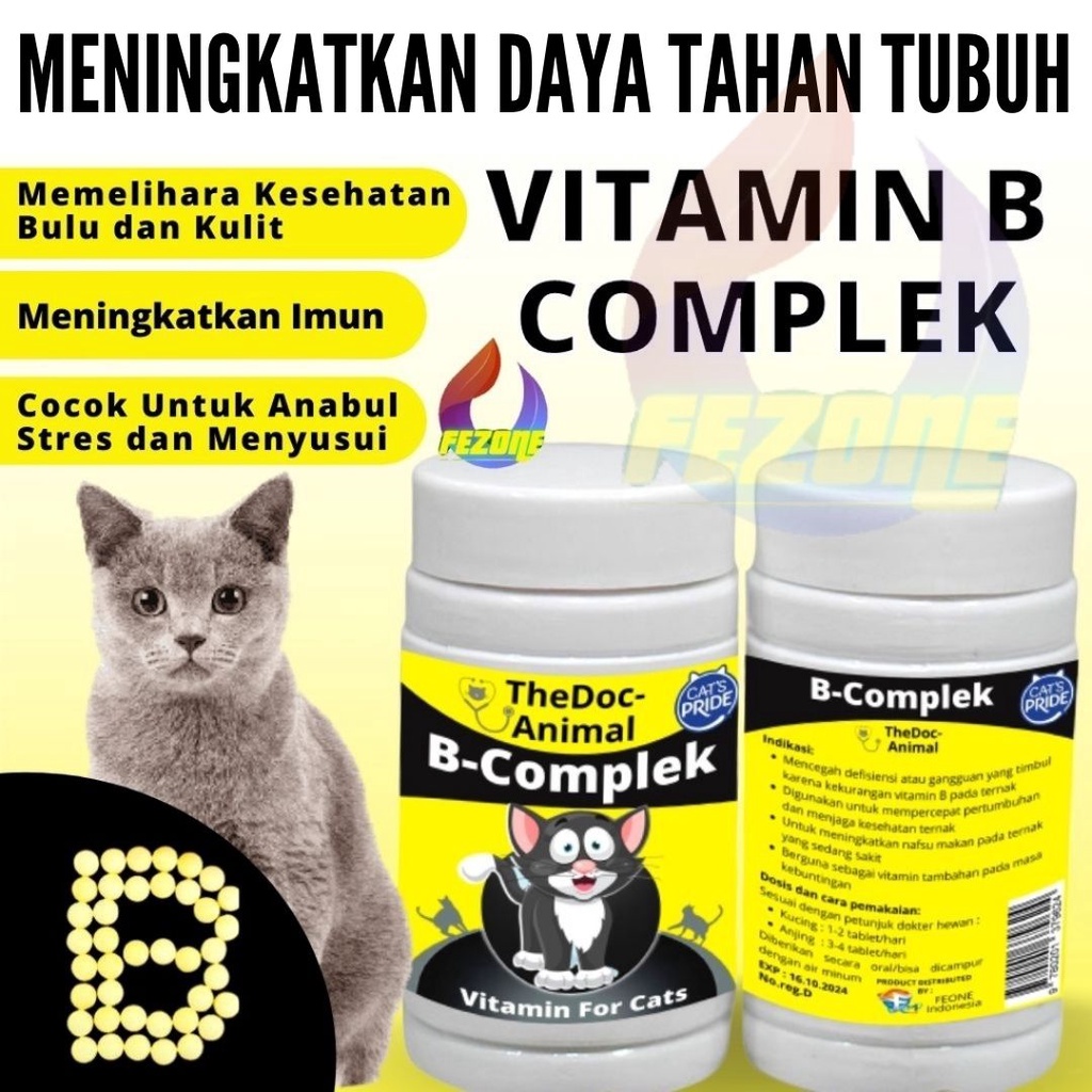 BECOMP Vitamin B Complex + Mineral Daya Tahan Tubuh Anjing Kucing FEZONE