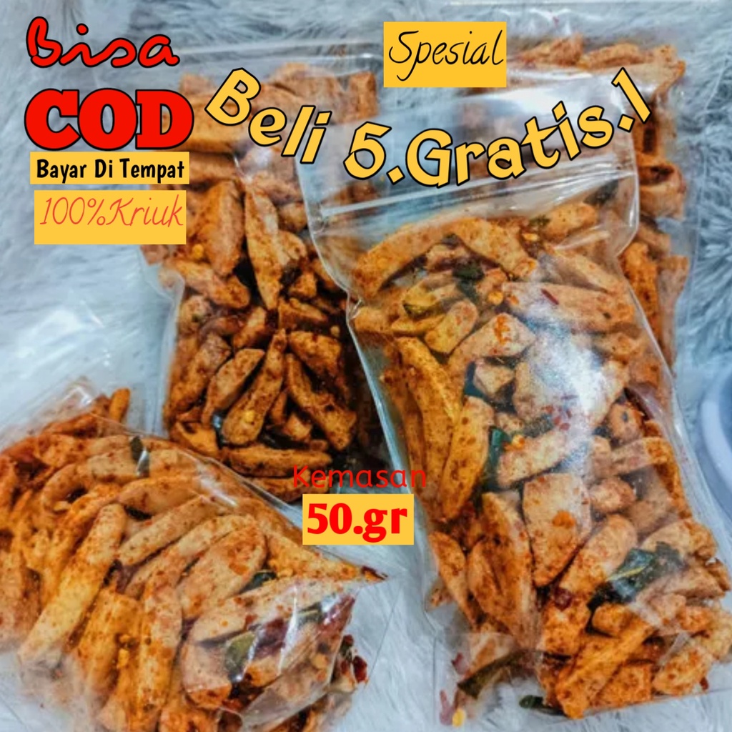 

Basreng Pedas Beli 5 Gratis 1. Kemasan 50.gram