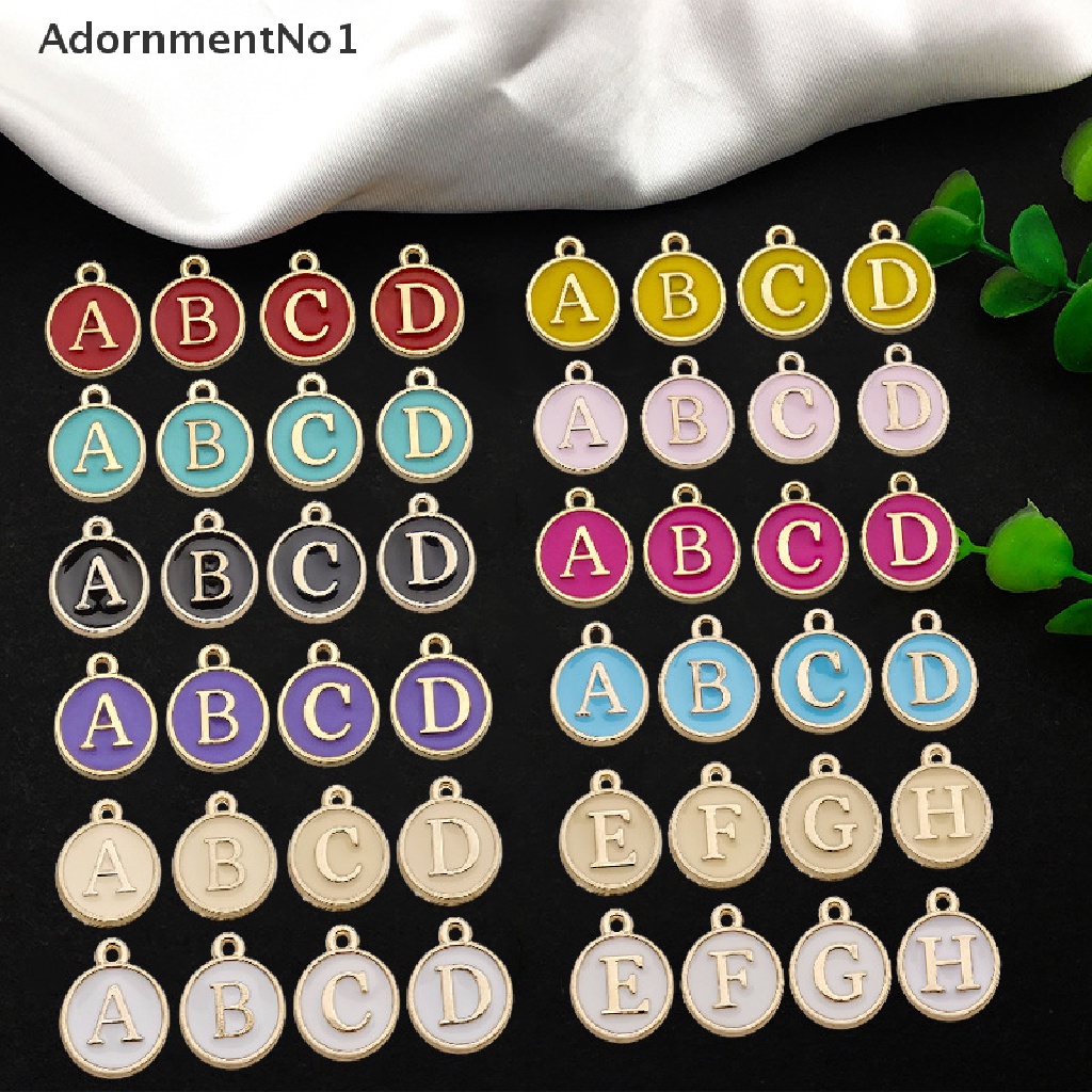 (AdornmentNo1) (26Pcs / Set) 15x12mm Liontin Huruf Alfabet Inggris Bahan Enamel Untuk DIY Charms