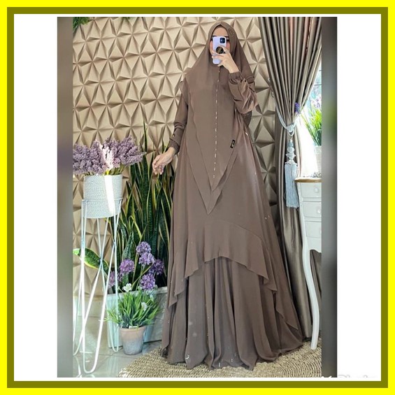 Baju Gamis Pesta Big Size Muslim Polkadot Wanita Harian Kekinian Terbaru 2022 Denim Diana Jumbo Xl X