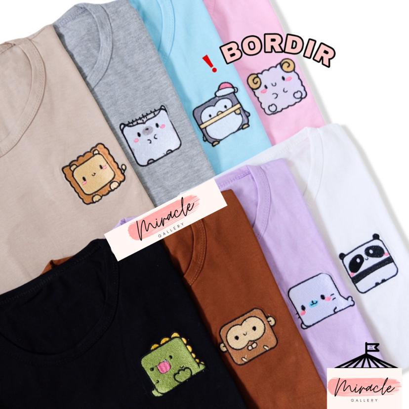 Kaos Wanita Premium / Tshirt Oversize Wanita CUTE SQUARE (BORDIR) / Kaos Korea