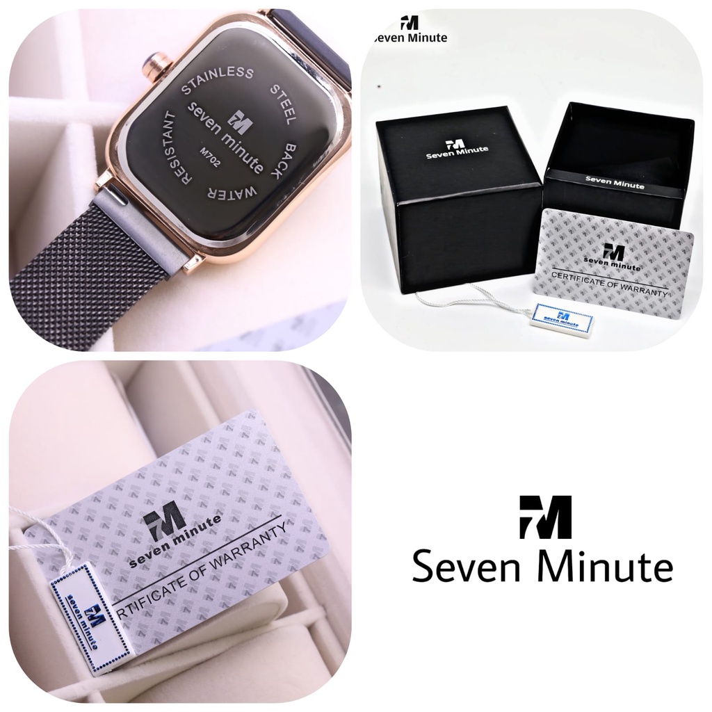 BEST SELLER JAM TANGAN WANITA SEVEN MINUTE FM110 TALI RANTAI TANGGAL AKTIF DM 3.0CM FREE TALI KULIT &amp; BOX || JAM TANGAN WANITA FASHION WANITA SEVEN MINUTE