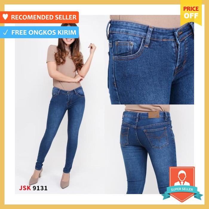 Celana Panjang Wanita Model Skinny Jeans Stretch Jsk 9131 9100 Bigsize Hitam, 27 30
