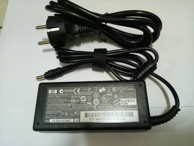 Jual charger adaptor laptop HP compaq 18.5 3.5A colokan kuning free kabel