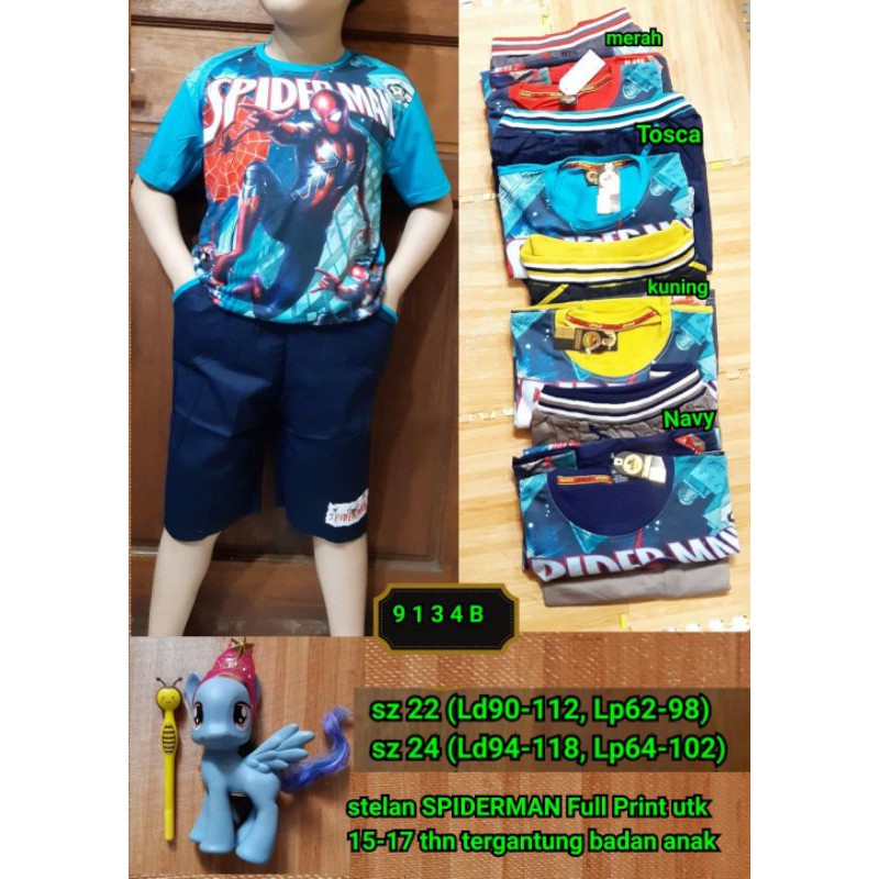 9134 setelan spiderman full print