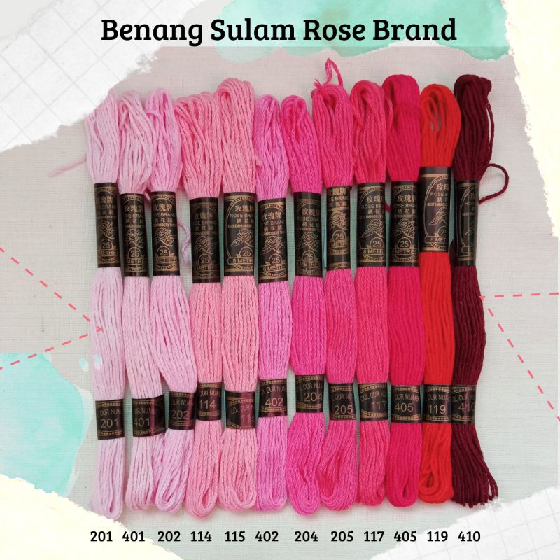 Benang Sulam Rose Brand - Pink / Maroon / Merah muda