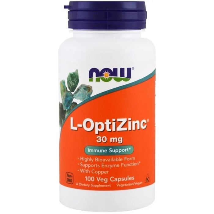 Now Food L OptiZinc 30mg 100 VegCap Menjaga Sistim Imunitas ORI USA