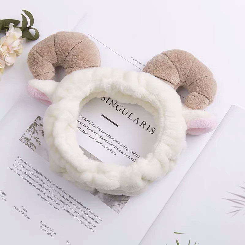 HHDO headband fluffy sheep tanduk domba bando kain handuk cuci muka