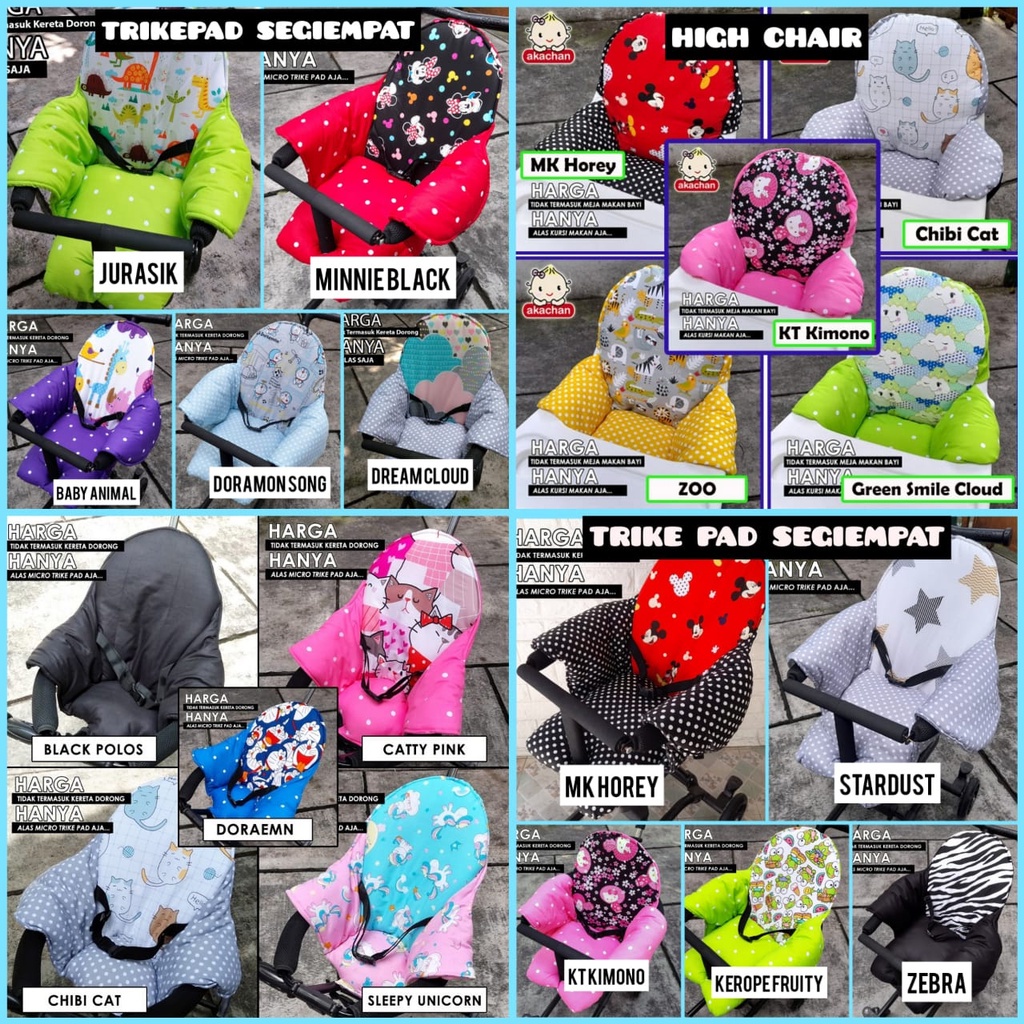 PO - High Chair - TRIKE PAD Segi 3 &amp; PO T4 Sandaran alas stroller kereta dorong stroler bayi akachan spad pita